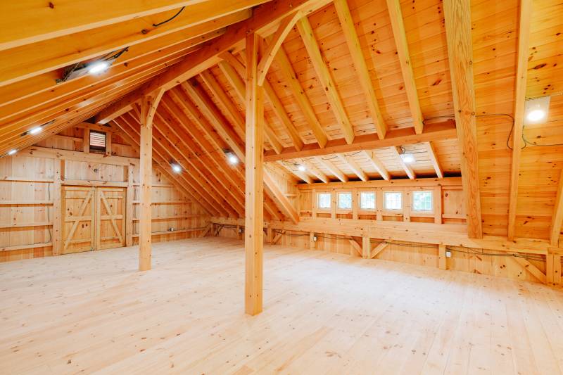 6' x 7' Pine Hinged Loft Door • 16' Shed Dormer • timber frame dormer barn goals New England barn