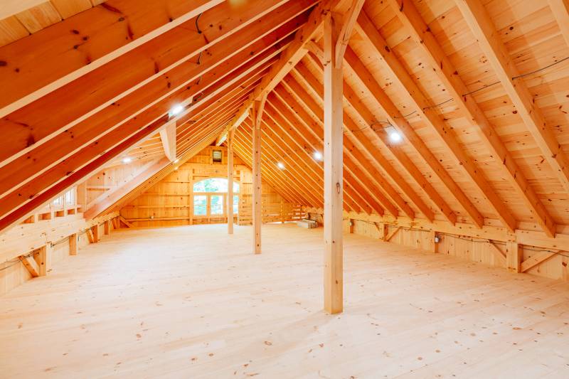 1x8 T&G Pine Loft Flooring and Roof Decking• timber framing barn goals