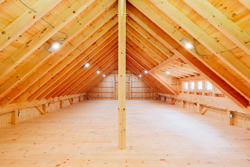30' x 48' second floor loft area in the post & beam barn