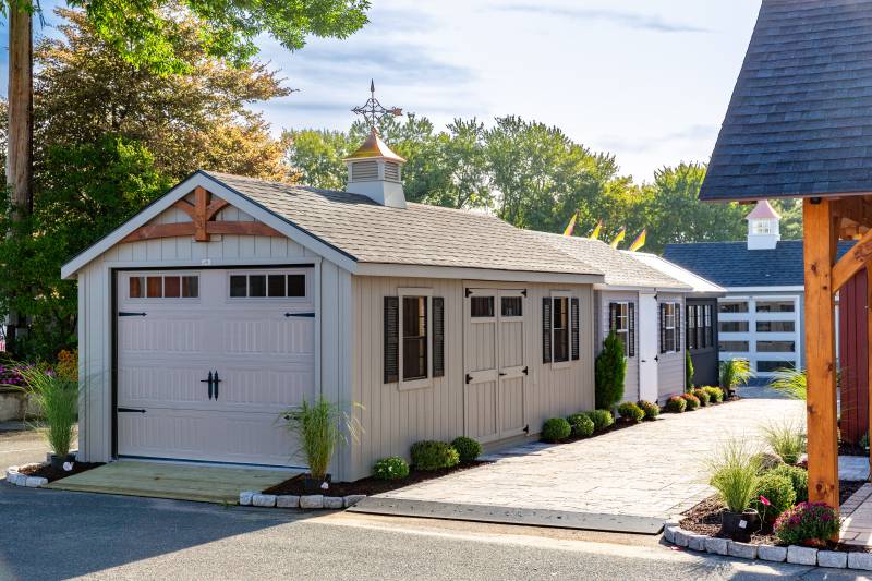 12' x 24' Classic Cape Garage with Timber Truss Accent