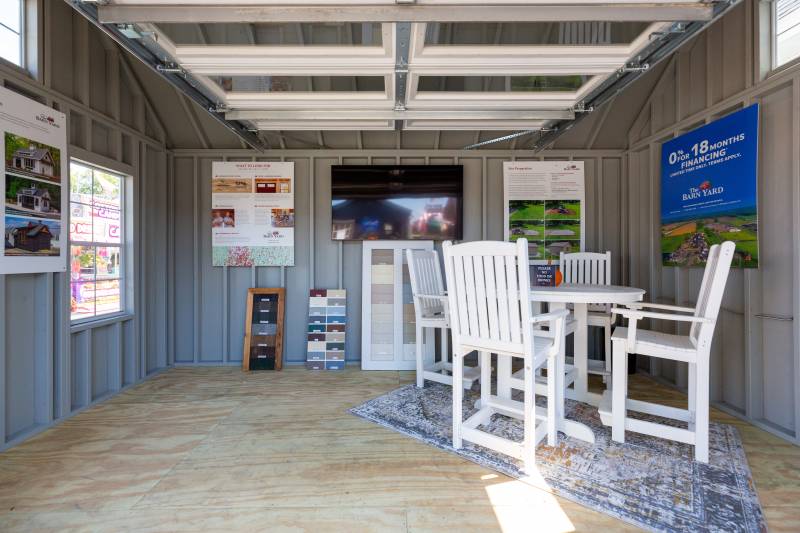 Inside the 12' x 16' Victorian Carriage House