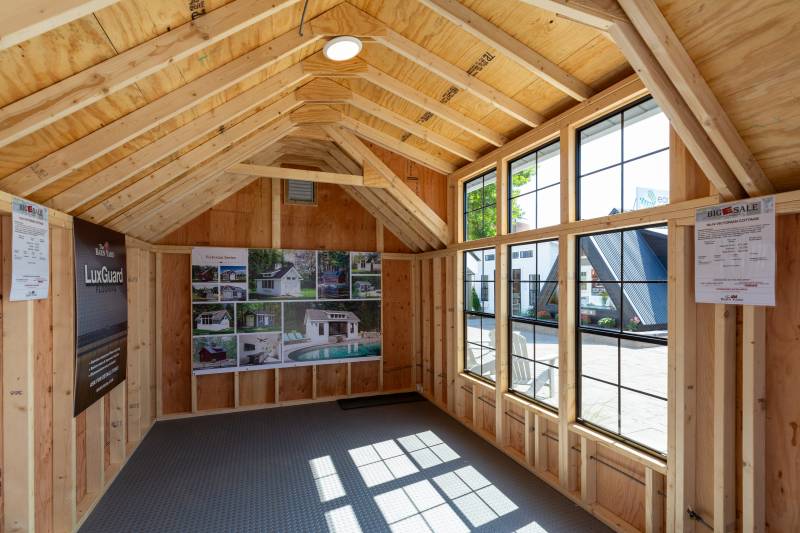 Inside the 10' x 14' Victorian Cottage with LuxGuard Floor and Modern Dormer