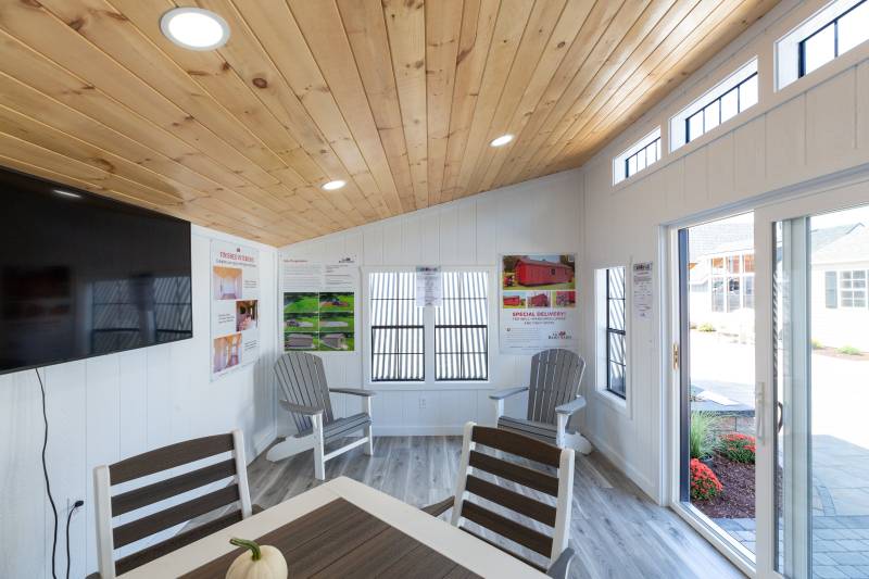 Inside the Classic Studio with LP Interior Finished Walls, Pine T&G Ceiling, Luxury Vinyl Plank Floor