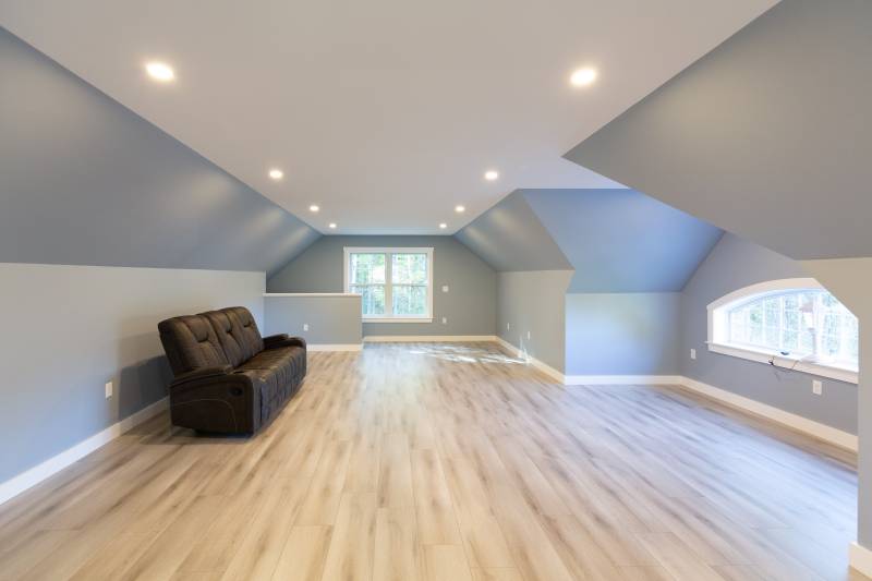 A finished interior creates many opportunities for this garage loft