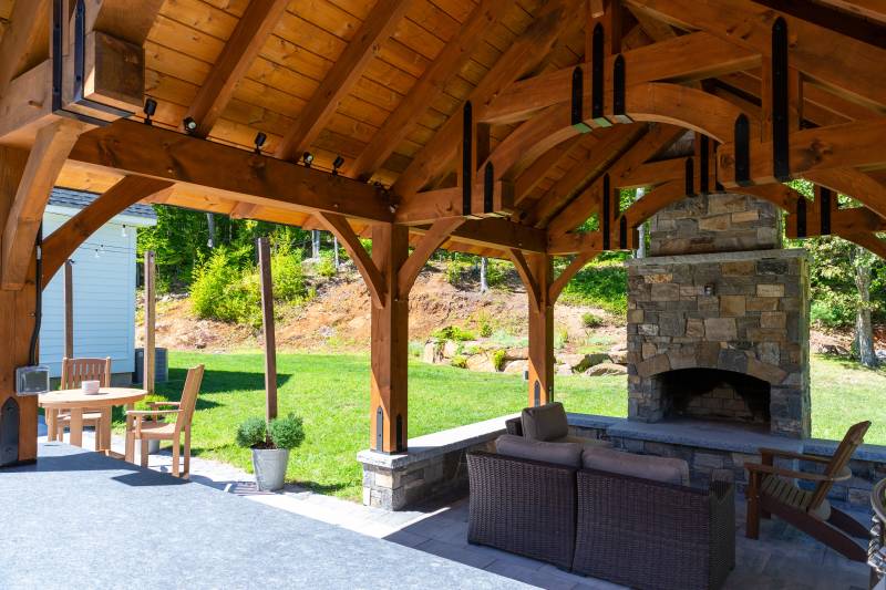 Relax in the shade of a timber frame pavilion