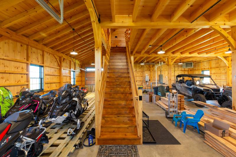 Snowmobiles, sleds, & off-road vehicles • Stairs to second floor