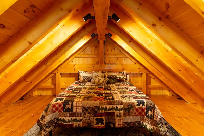 Loft bedroom in the Lenox Carriage Barn