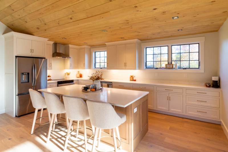 The kitchen, in one of the ADU’s shed dormers • Interior finished by others
