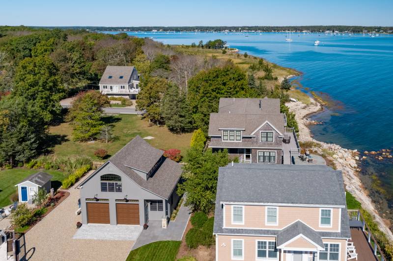 The timber frame barn is used as an upscale garage