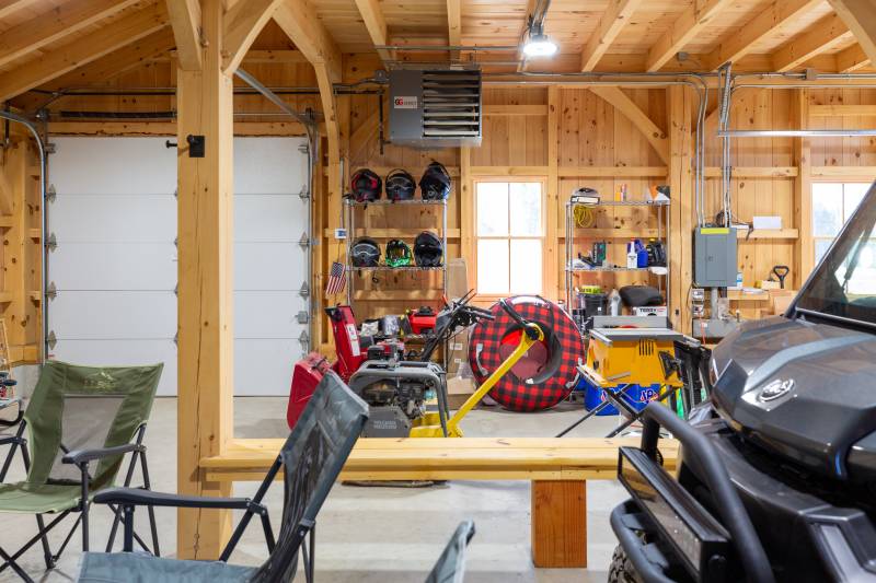 Supplies for outdoor equipment • Overhead door in the lean-to