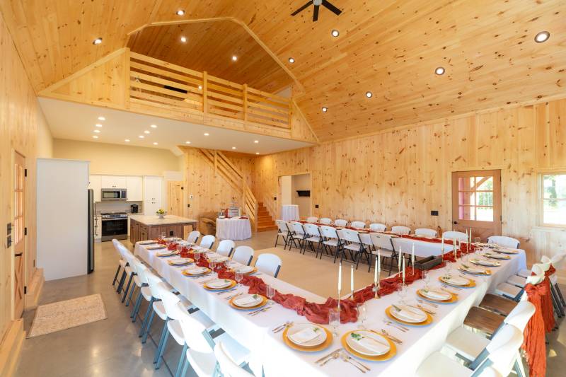 The barn is currently set up for an event