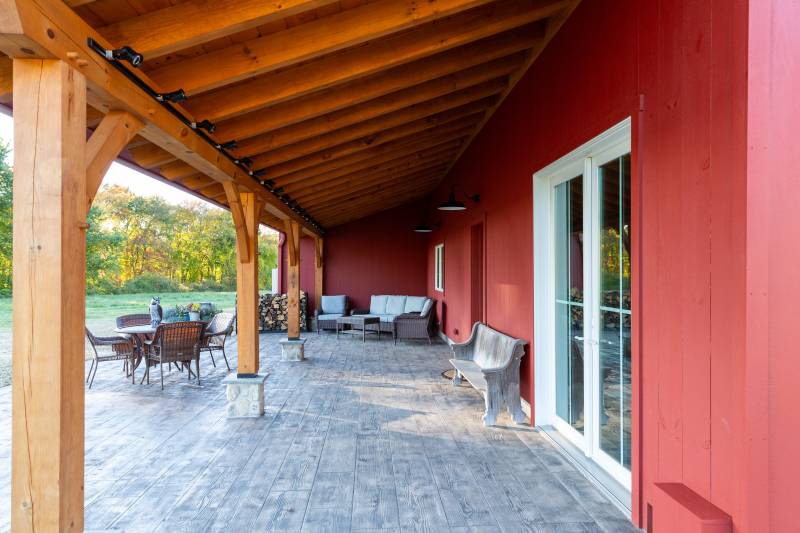 Events can flow outside under the timber frame lean-to