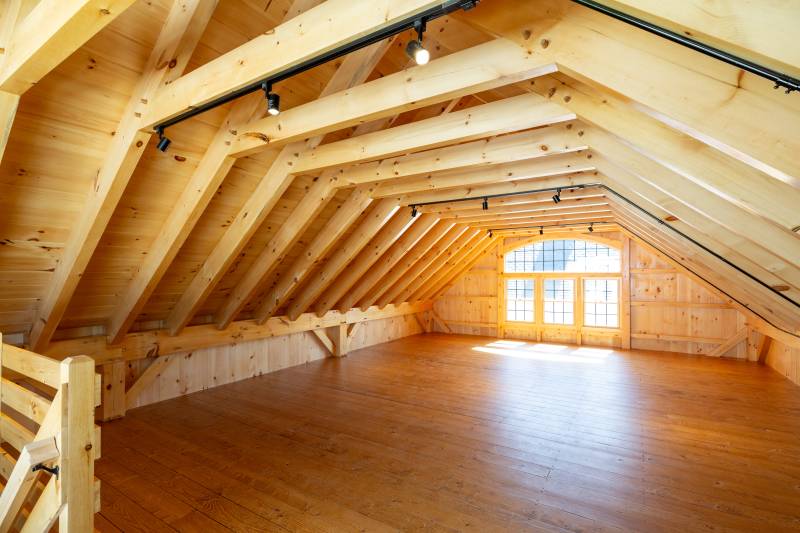 Post & Beam Carriage Barn Second Floor Loft Interior