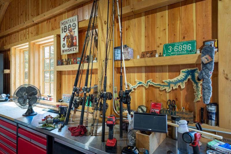 Plenty of space for tools, fishing rods, and decor