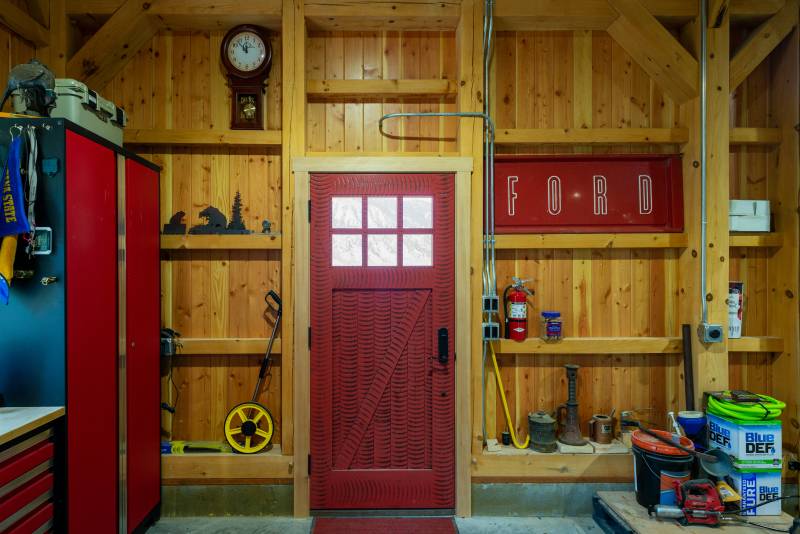A unique door leads outside • Post & beam barn