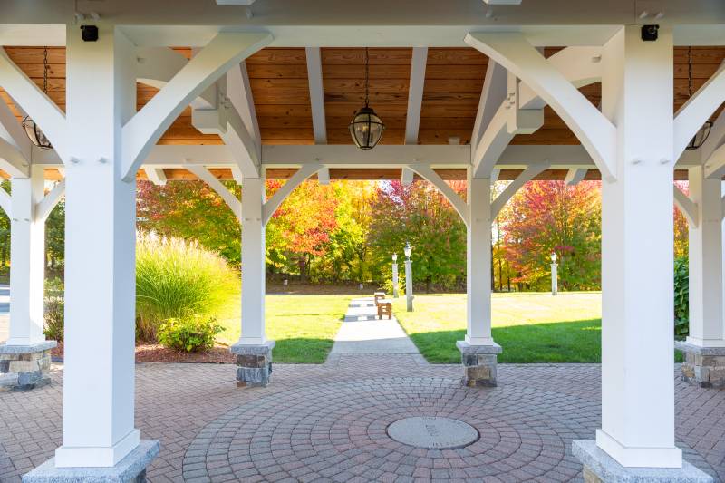 Stone facades at the bottom of each post 