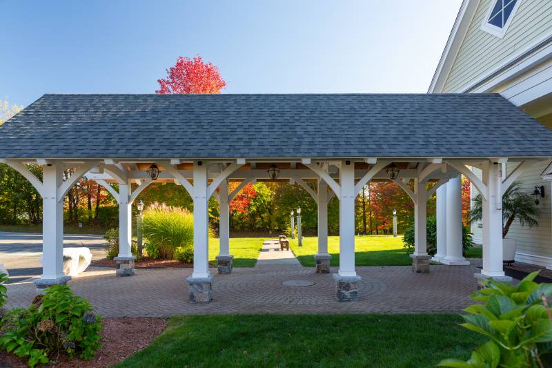 The 28' long pavilion makes a great entryway