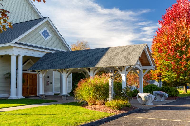 The timber frame pavilion provides shade & shelter to parishioners
