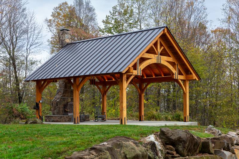 9-12 roof pitch • Post & beam pavilion