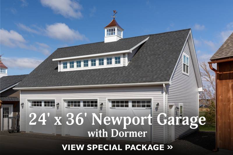 24' x 36' Newport Garage with Dormer - View Special Package