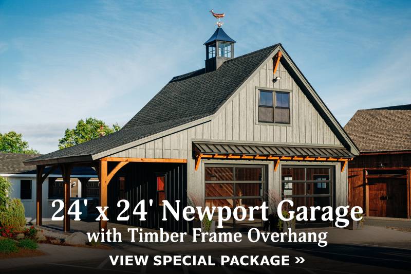 24' x 24' Newport Garage with Timber Frame Overhang - View Special Package