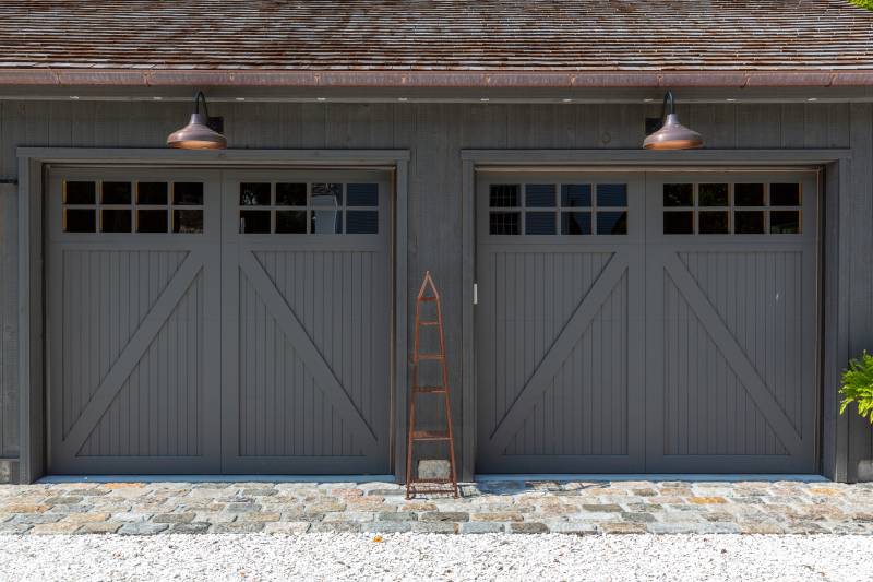 9' x 8' Cedar Overhead Doors with Square Glass