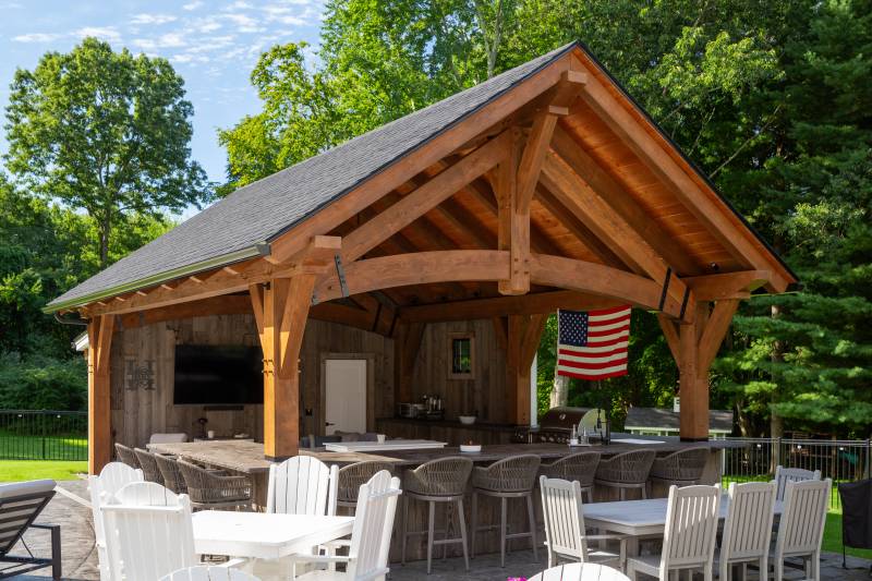 18' x 24' Teton Timber Frame Pavilion with Sansin stain