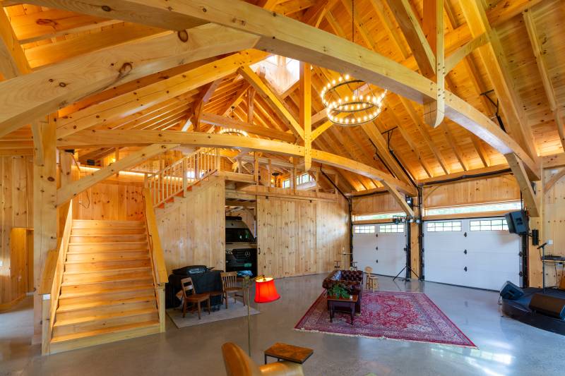 Beneath the loft, the entrance to a workshop