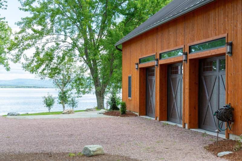 The barn offers views of Lake Champlain inside and out