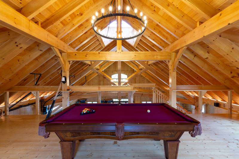 Authentic mortise & tenon joinery visible throughout the barn’s interior