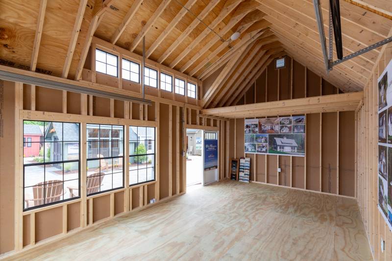 Inside the 14' x 24' Grand Victorian Cape Garage with 6-Window Farmhouse Dormer and 6' Loft