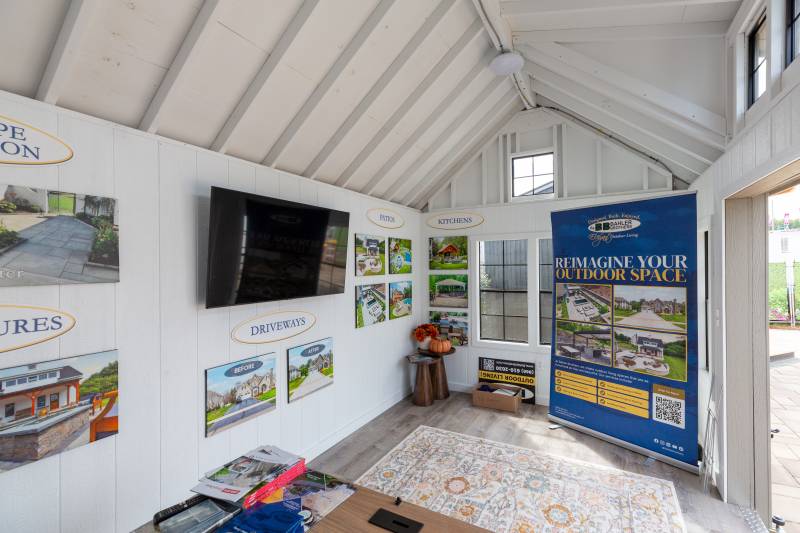 Inside the 10' x 16' Victorian Carriage House with Interior Finished Walls & Vinyl Plank Floor