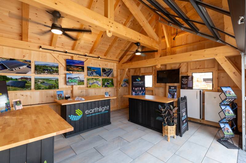 Inside the 18' x 24' Montauk Timber Frame Pool House