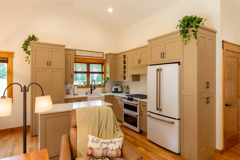The kitchen within the Asheville ADU