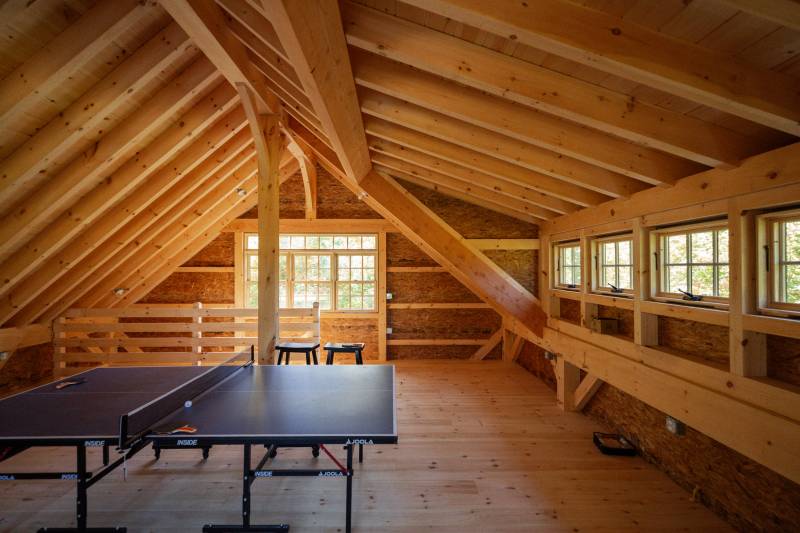 Inside the 16' Transom Dormer • The upstairs has space for a ping-pong table