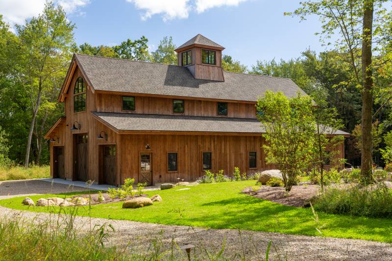 Andersen 400 Series windows in the main barn, lean-tos, and cupola