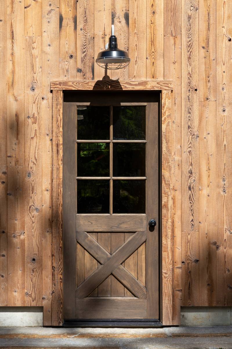 3' x 7' Spanish Cedar Entry Door with Half Glass & Crossbucks