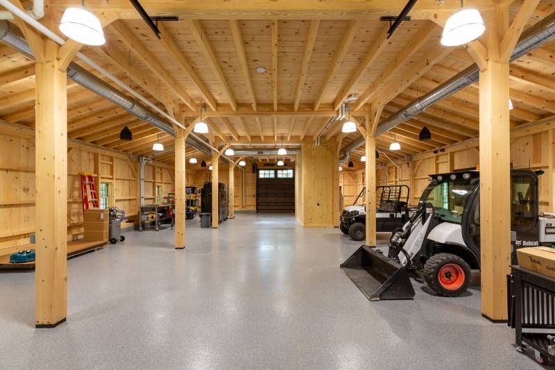The first floor is used for equipment & vehicle storage, as well as workshop space