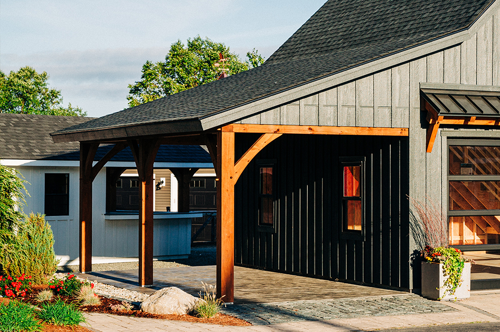 Open Timber Frame Lean-to with Gable Roof