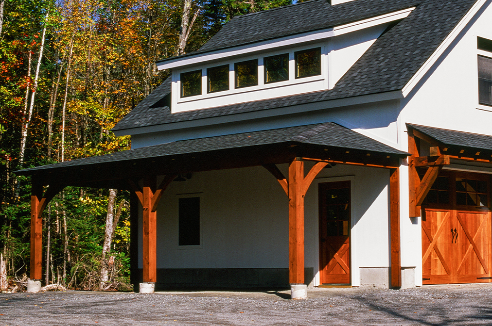 Open Timber Frame Lean-to with Hip Roof