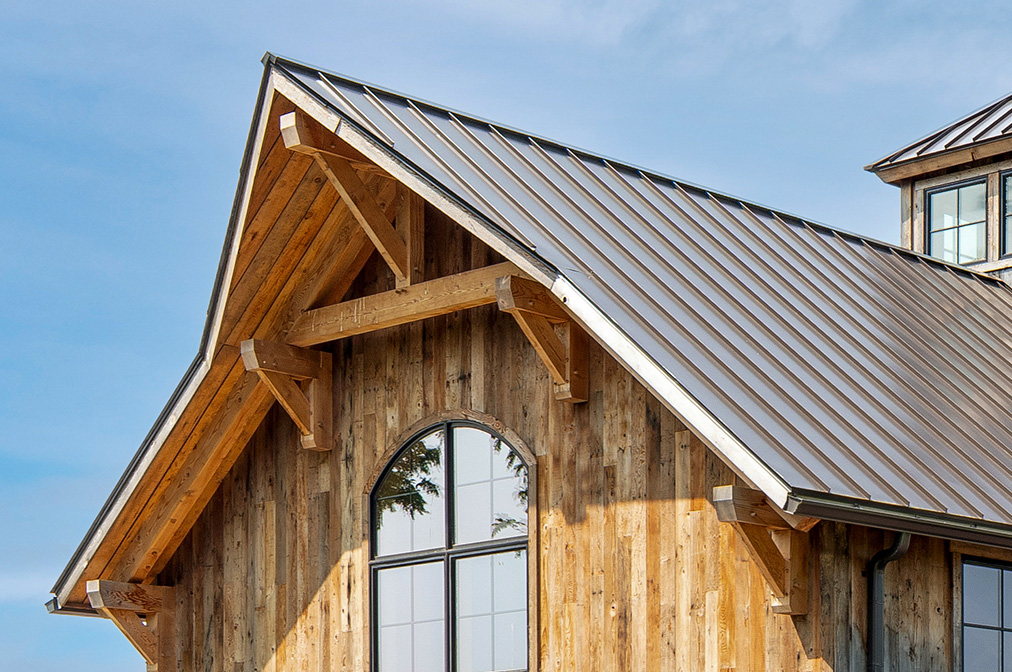 Cow Catcher Gable Peak with Timber Truss Accent