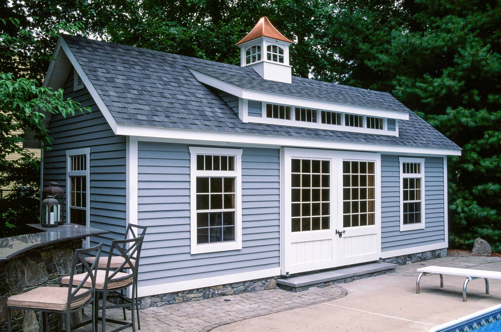 This building features a 5-window transom dormer & 30 inch Azek Vinyl Carlisle Cupola