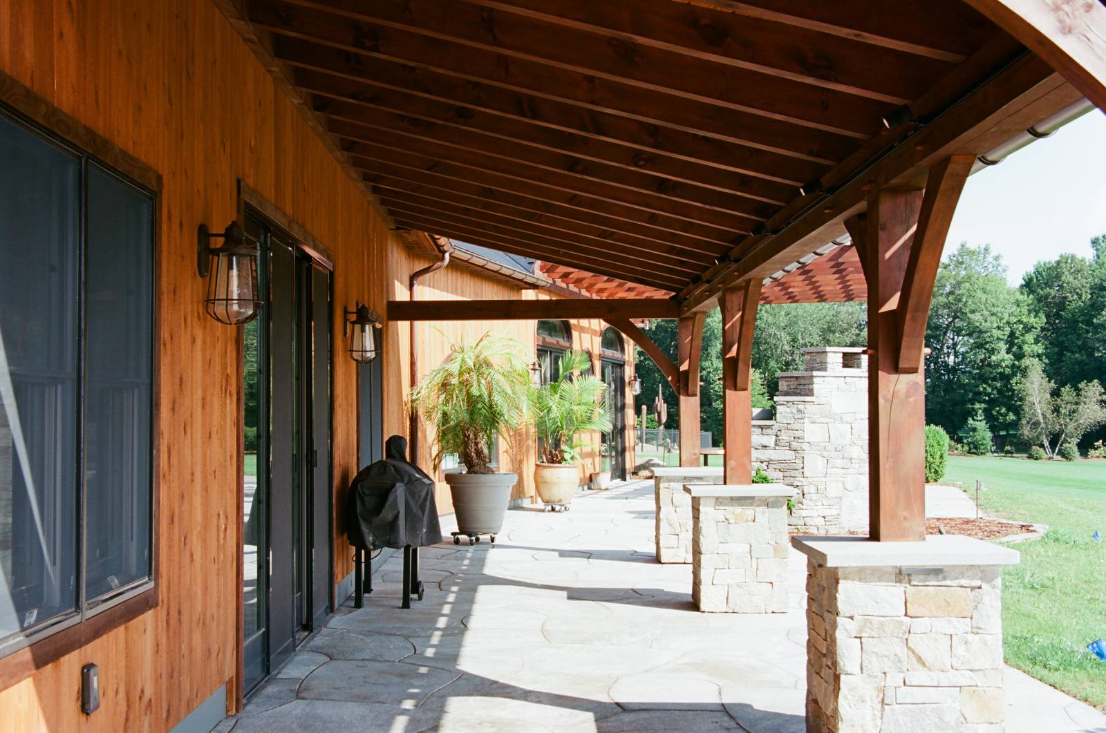 Under the Timber Frame Overhang