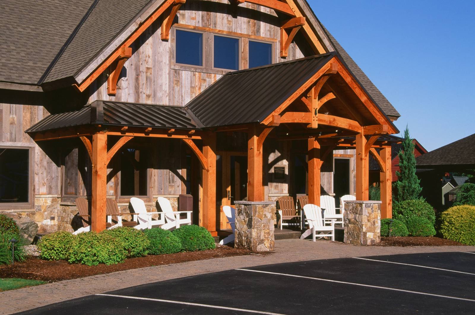 Authentic Timber Frame Porch - Side View