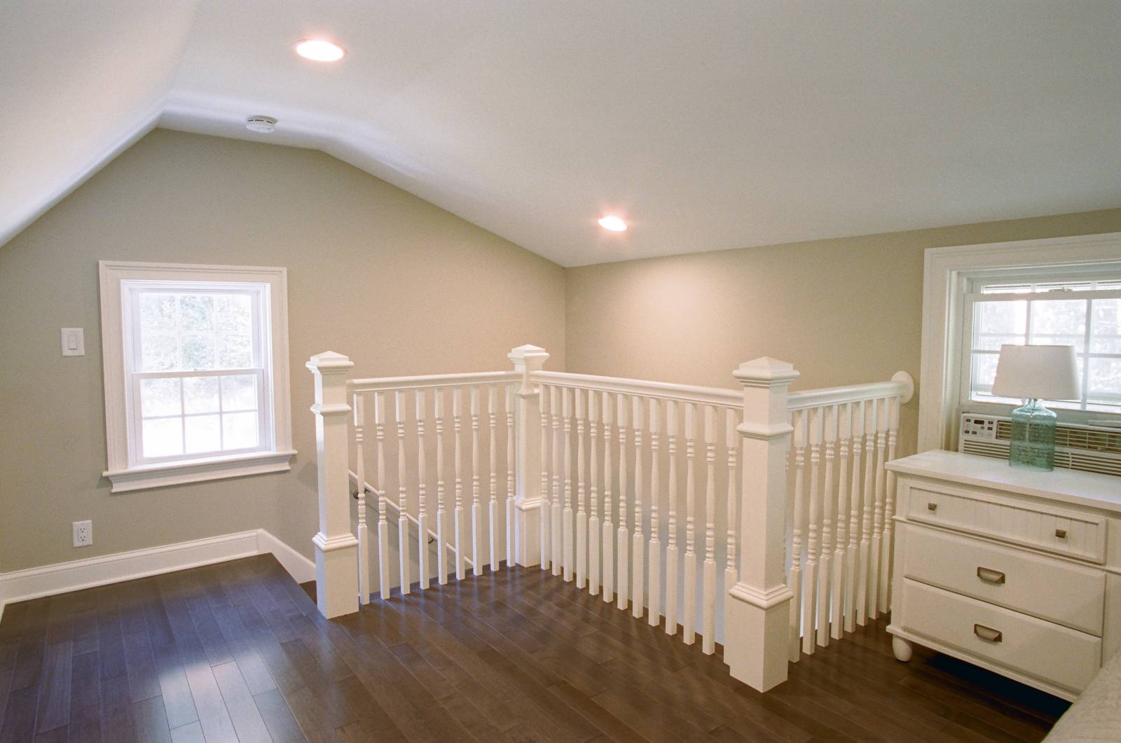 6/6 Double Hung Vinyl Insulated Windows • Stairwell Banister
