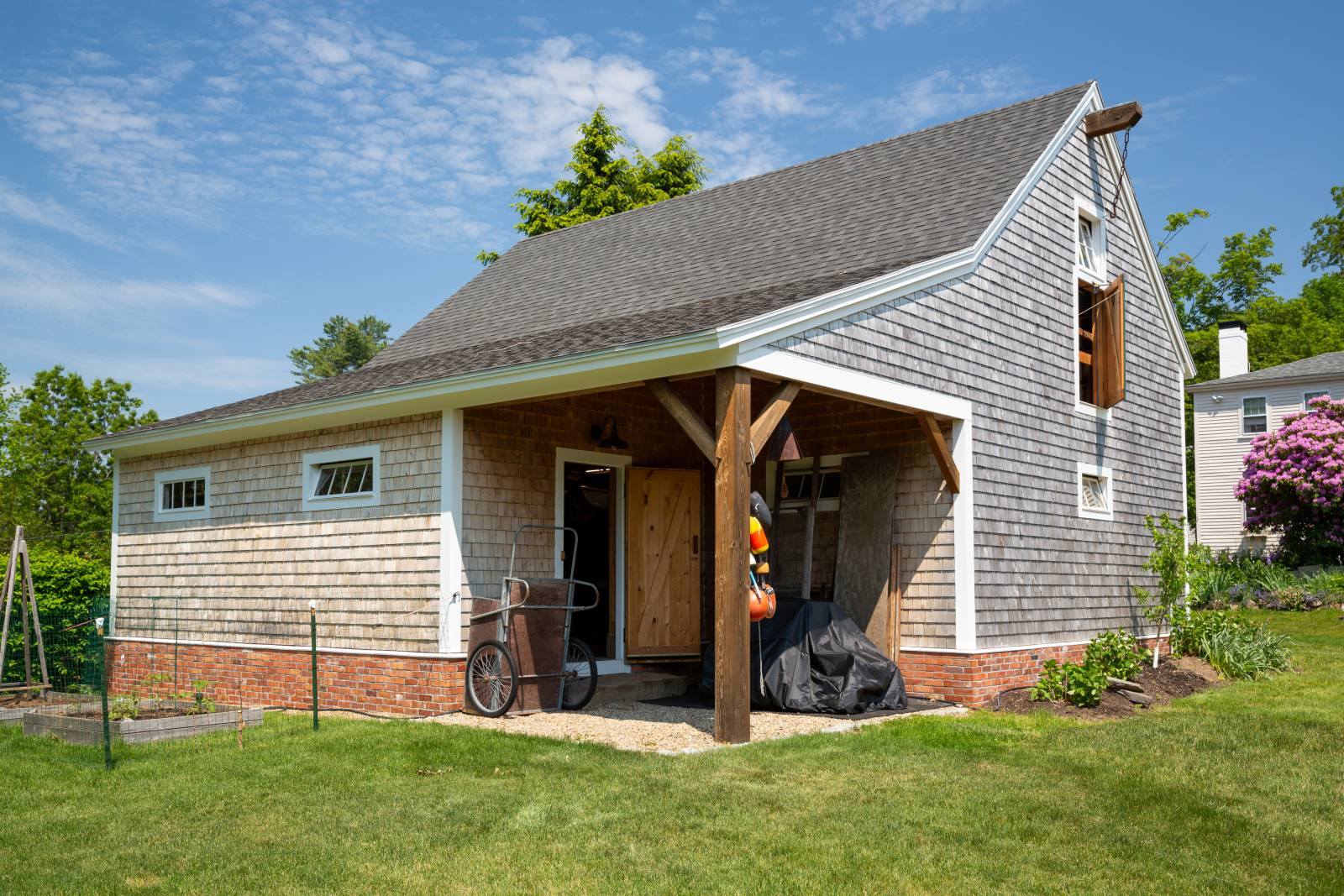 Split Lean-To in Post and Beam Barn • 12' x 21'4" Enclosed Portion, 12' x 10'8" Open Portion