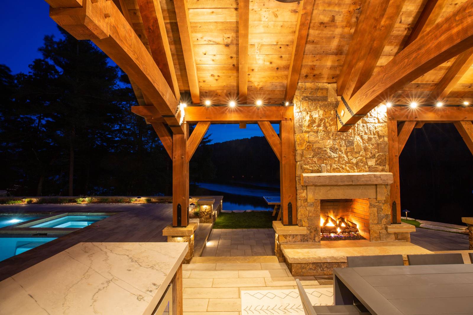 Uplighting Under the Pavilion • Fireplace 