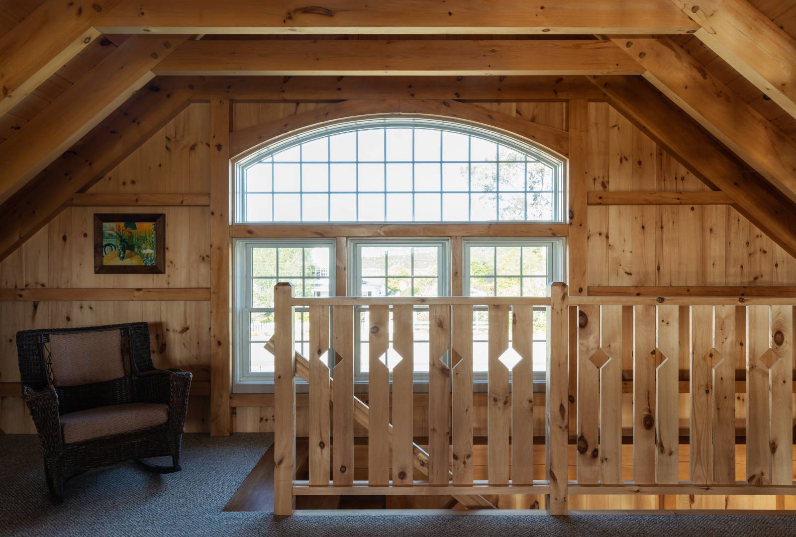 The second floor loft • Post & beam barn home