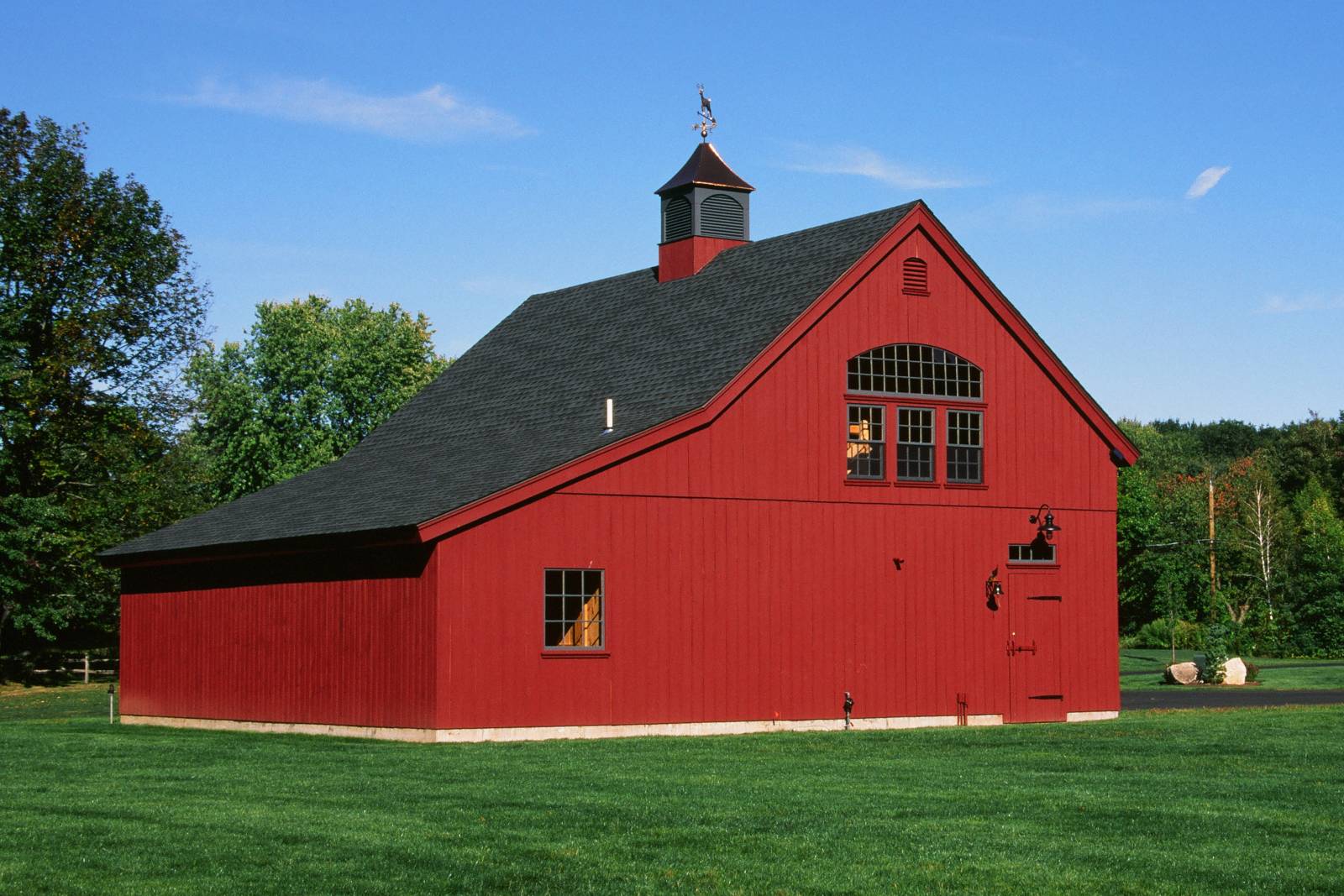 Enclosed Lean-to on 36' x 36' Lenox Carriage Barn