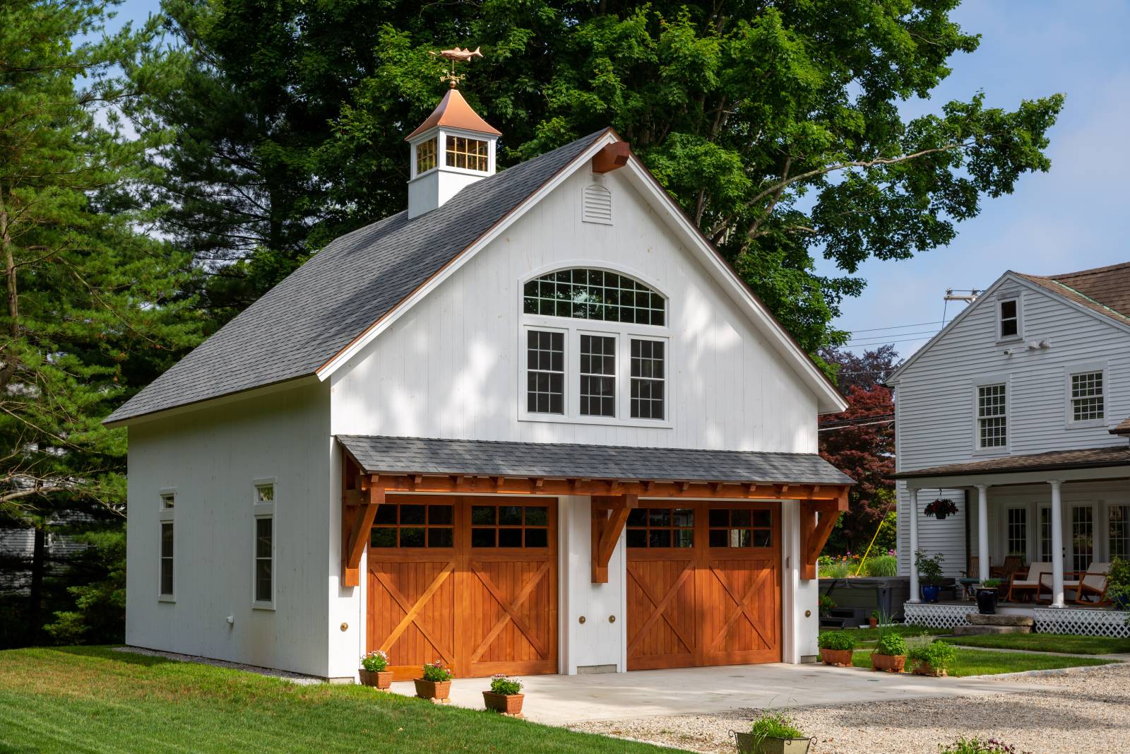 Big Sky Timber Frame Eyebrow Roof on 26' x 28' Plymouth Carriage Barn